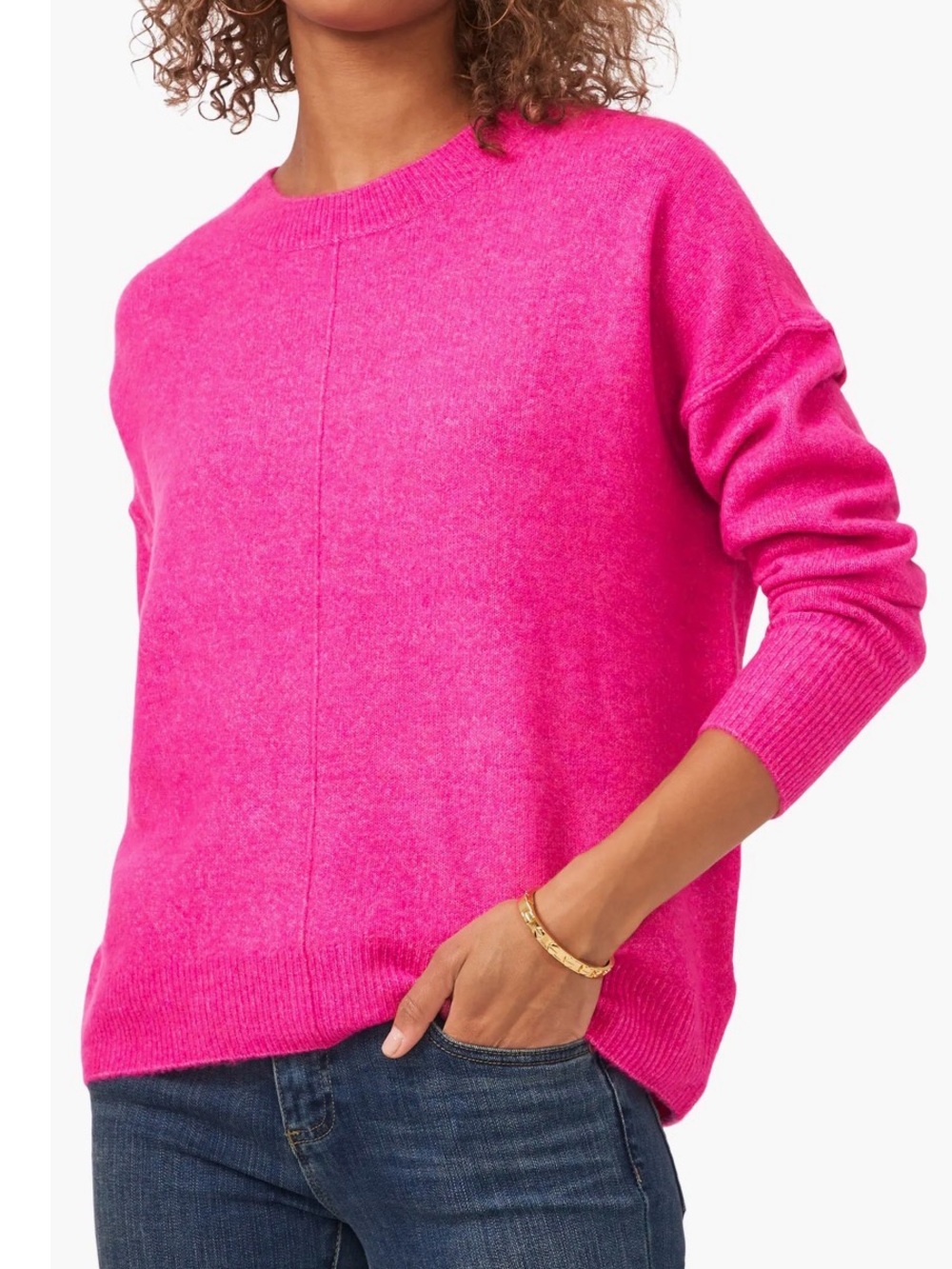 Vince Camuto Exposed Seam Paradox Pink Oversized Sweater Size Small